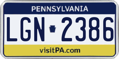 PA license plate LGN2386