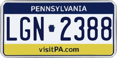 PA license plate LGN2388