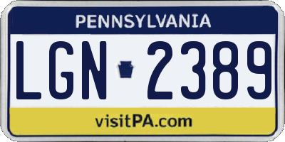 PA license plate LGN2389