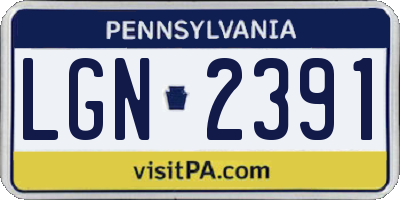 PA license plate LGN2391