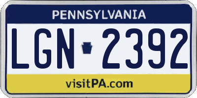 PA license plate LGN2392