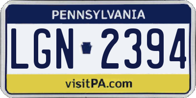 PA license plate LGN2394
