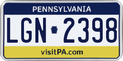 PA license plate LGN2398