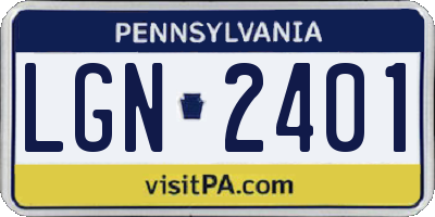 PA license plate LGN2401
