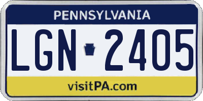 PA license plate LGN2405