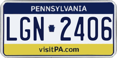 PA license plate LGN2406