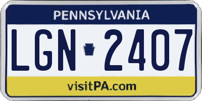 PA license plate LGN2407