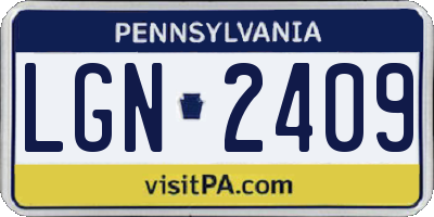PA license plate LGN2409
