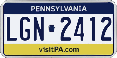 PA license plate LGN2412