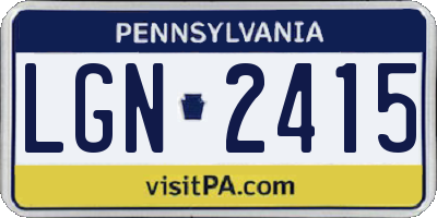 PA license plate LGN2415