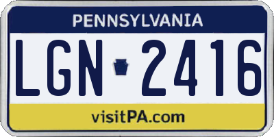 PA license plate LGN2416