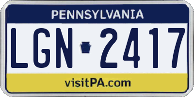 PA license plate LGN2417