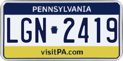 PA license plate LGN2419