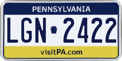 PA license plate LGN2422