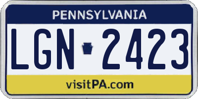 PA license plate LGN2423