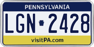PA license plate LGN2428