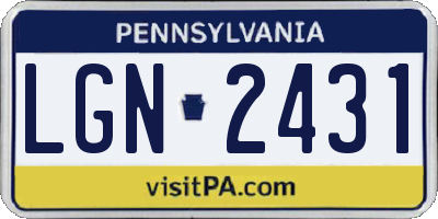 PA license plate LGN2431