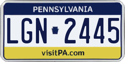 PA license plate LGN2445