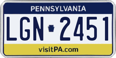 PA license plate LGN2451