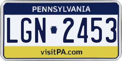 PA license plate LGN2453