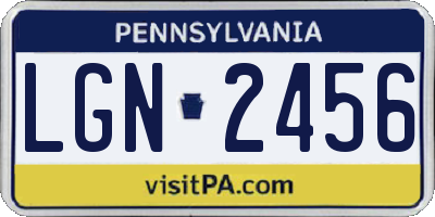 PA license plate LGN2456