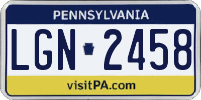PA license plate LGN2458