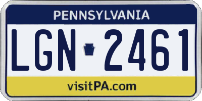 PA license plate LGN2461