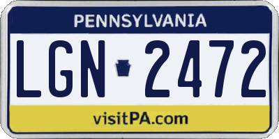 PA license plate LGN2472