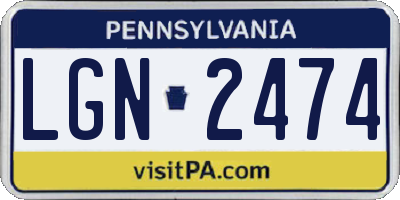 PA license plate LGN2474