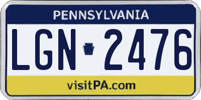 PA license plate LGN2476