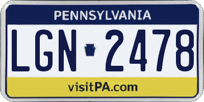 PA license plate LGN2478