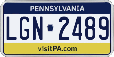 PA license plate LGN2489