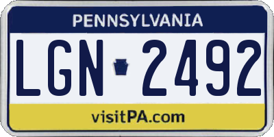 PA license plate LGN2492