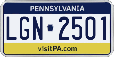 PA license plate LGN2501