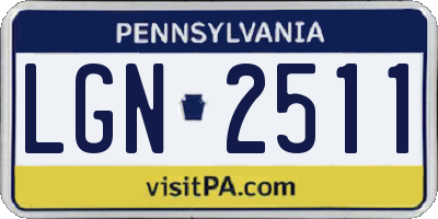 PA license plate LGN2511