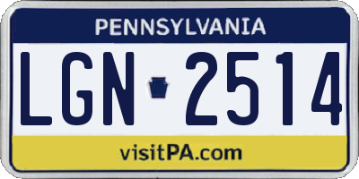 PA license plate LGN2514