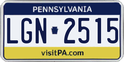 PA license plate LGN2515