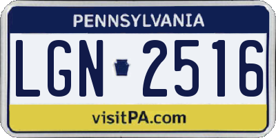 PA license plate LGN2516