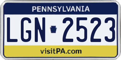 PA license plate LGN2523