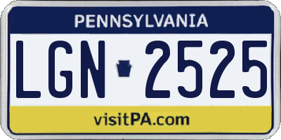 PA license plate LGN2525