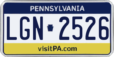PA license plate LGN2526