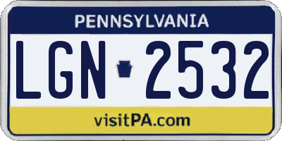 PA license plate LGN2532