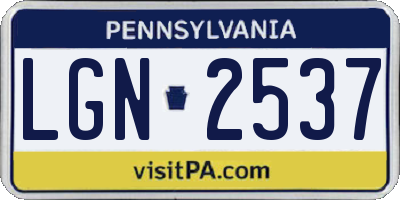 PA license plate LGN2537