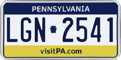 PA license plate LGN2541