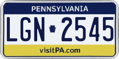 PA license plate LGN2545