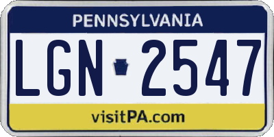 PA license plate LGN2547