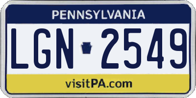 PA license plate LGN2549