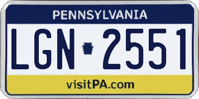 PA license plate LGN2551