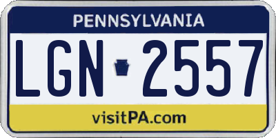 PA license plate LGN2557