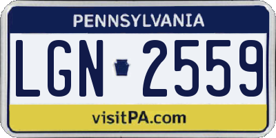 PA license plate LGN2559